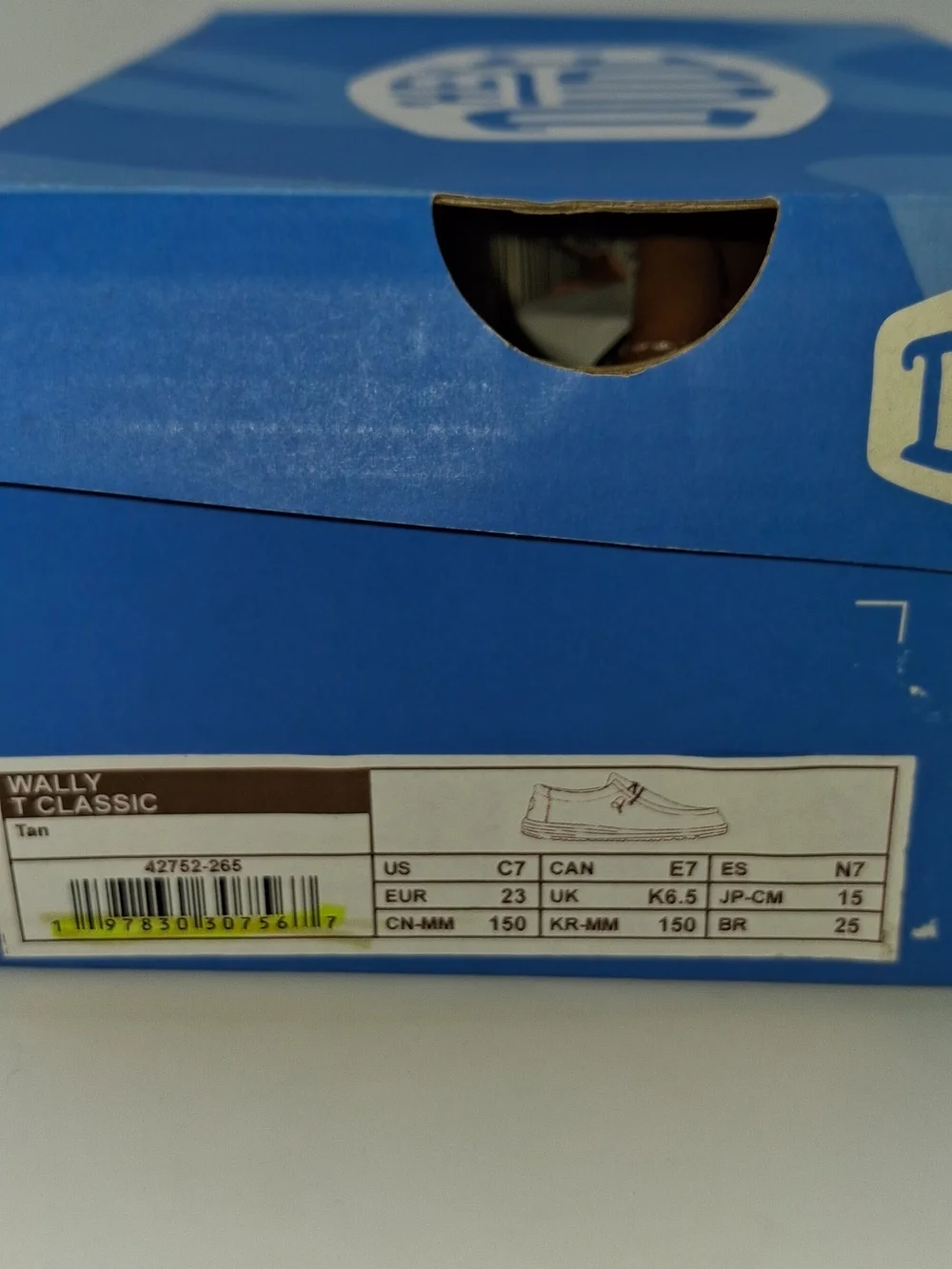 Hey Dude Wally T Classic Size C7 New In Box Color Tan
